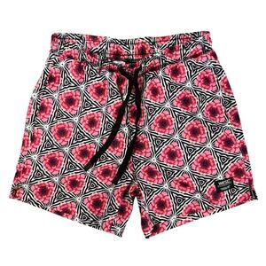 WESC Floral Geometric Design Drawstring Shorts Pink Black White Men M / Women L